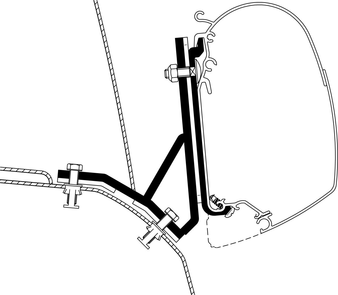 Thule Omnistor Adapter H2 Lift Roof Fiat Ducato / Iveco ~ 89 869