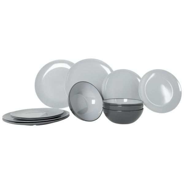 Gimex® Geschirrset Vivid Line grau, 12-tlg. ~ 550/106