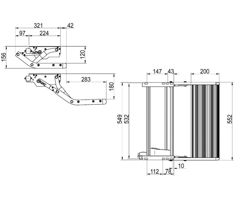 Thule® Trittstufe electric V10 550 Alu 89 373 Abmessungen