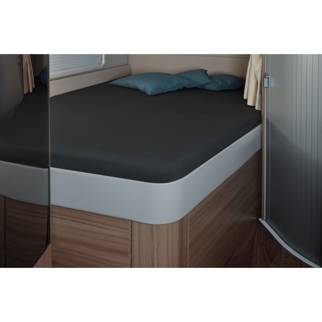 Genkinger Spannbettlaken titanium, 142x195 (158/42) cm für französ. Bett im Reisemobil ~ 86 328