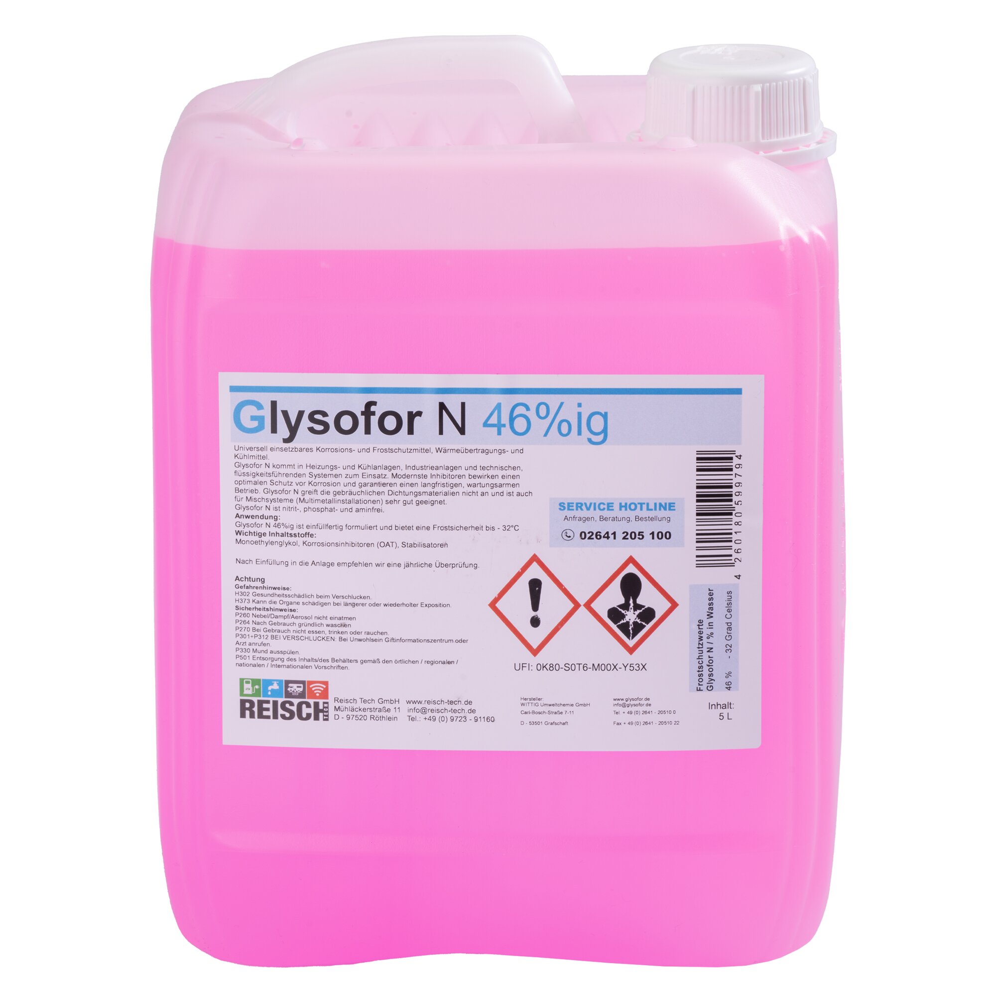 Reisch Tech Frostschutzmittel Glylsofor N für Heizungssysteme, 5 Liter ~ 309/671