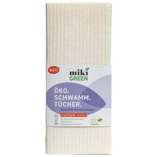 mikiGREEN® Öko.Schwamm.Tücher. beige, grün ~ 450/317