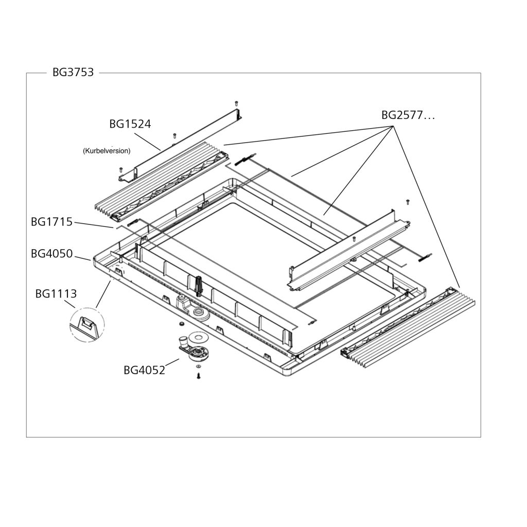 Dometic Innenrahmen komplett für Kurbelversion für Midi-Heki / Style ~ 209/095