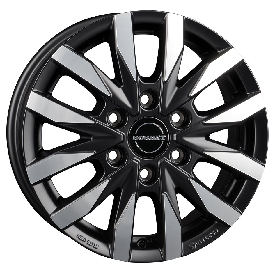 Borbet Aluminiumfelge Borbet CW6, black polished matt, 16" für MB Sprinter ab Bj. 2006/04 mit Allrad ~ 88 356