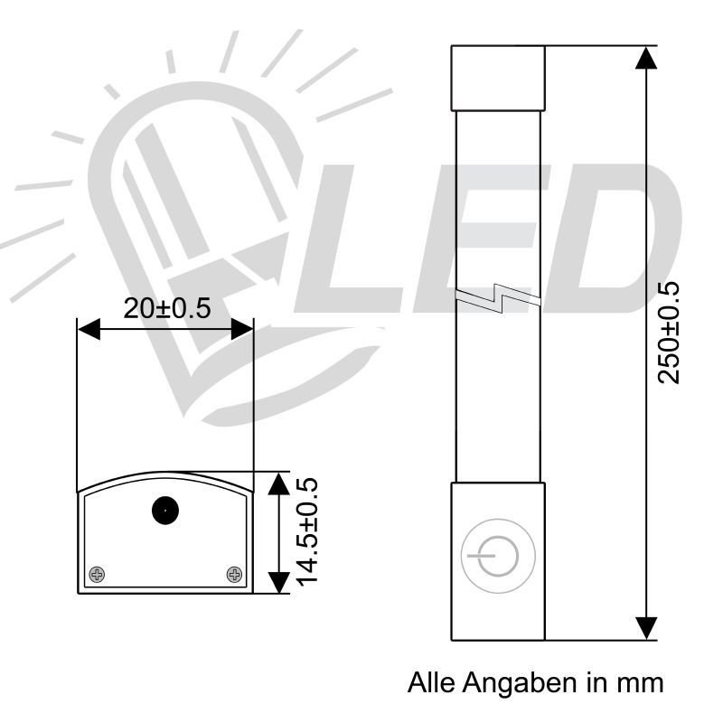 Lichtleiste 25 cm, 45 SMD, 250 lm, warmweiß Skizze