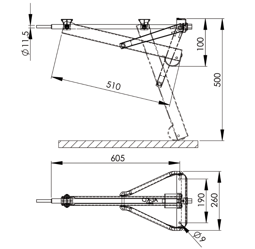 AL-KO-Steckstütze Standard lang 120/003 Skizze