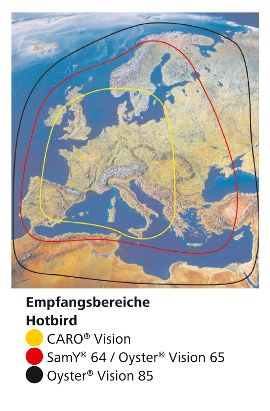 Sat-Anlage Caro+ Vision Empfangsbereiche Hotbird