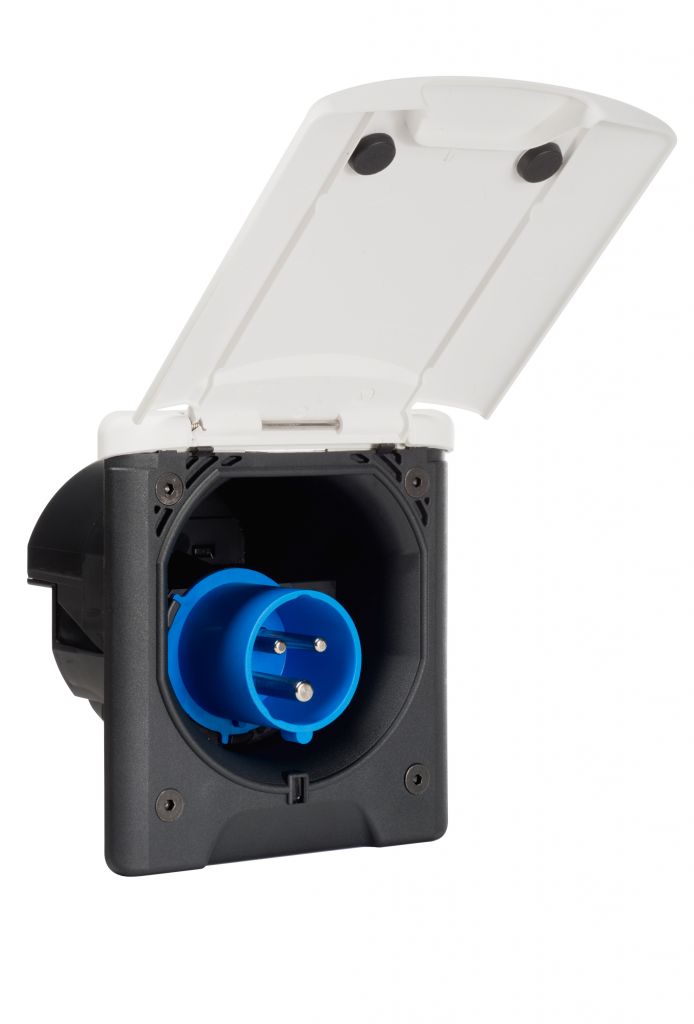 Einspeisungsstecker 13 CEE17 weiß Seitenansicht