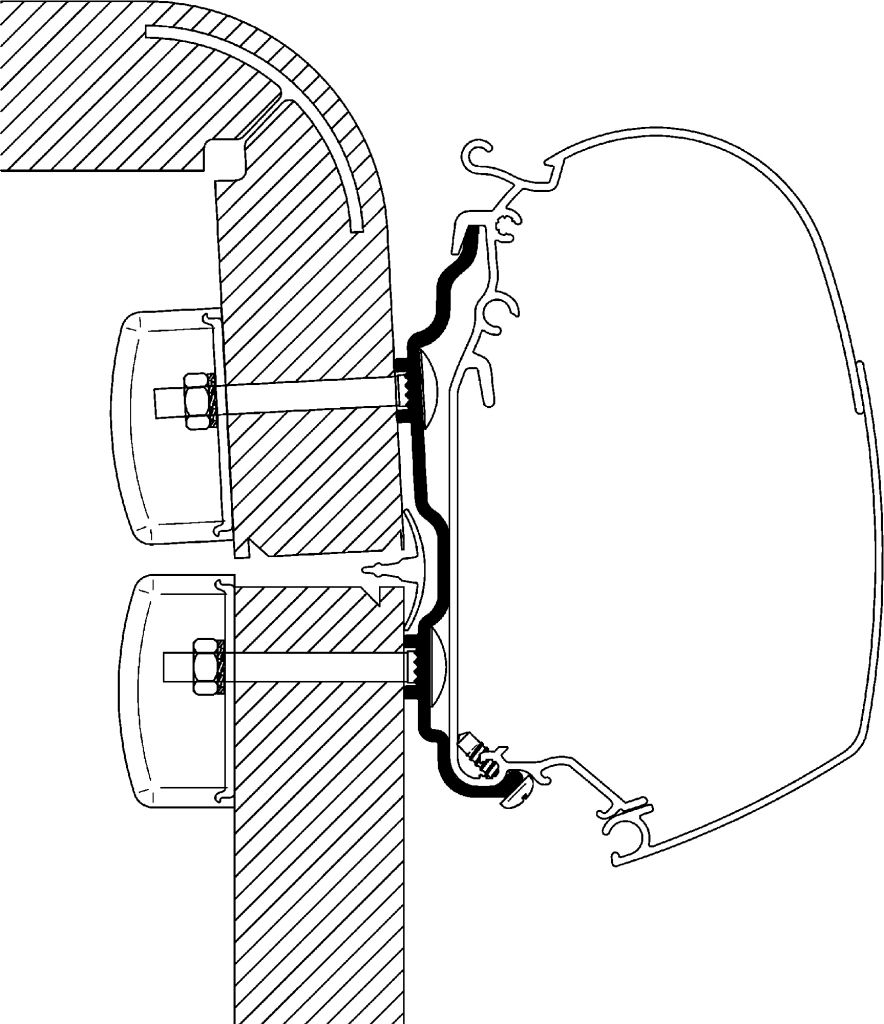 Thule® Adapter für Hymer Exsis / Hymer Camp ab Bj. 2012, Länge 6 m  ~ 90 707
