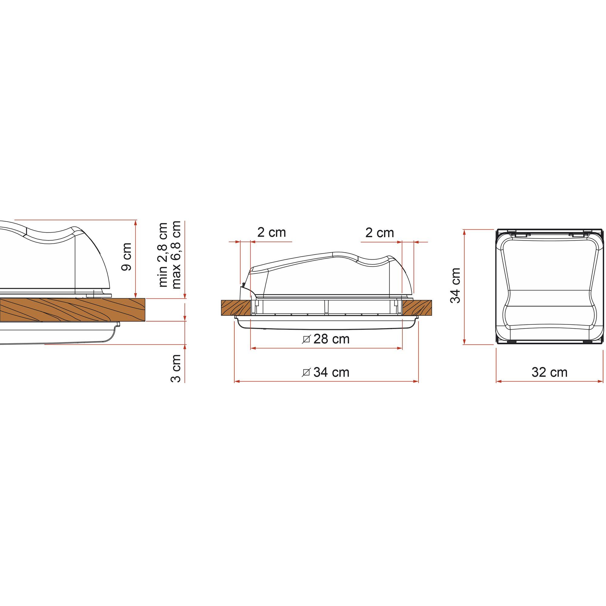 Fiamma® Dachhaube Vent 28 F, weiß ~ 206/420