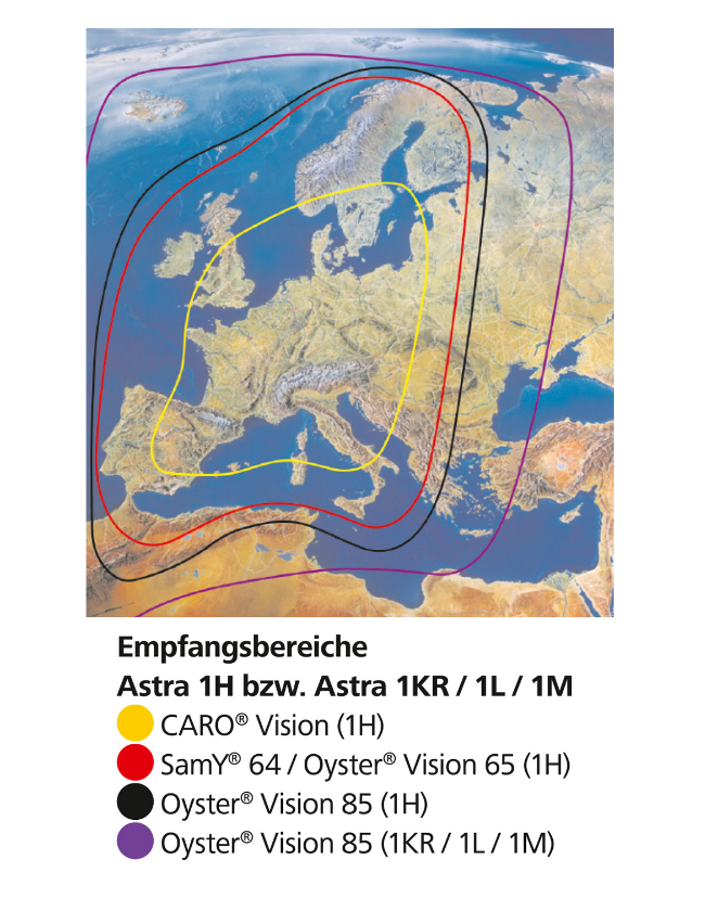 Sat-Anlage Oyster Vision 85 Single Emfangsbereiche Astra