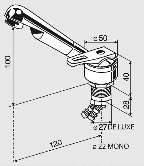 Einhebelmischer Keramik De Luxe chrom/schwarz Skizze