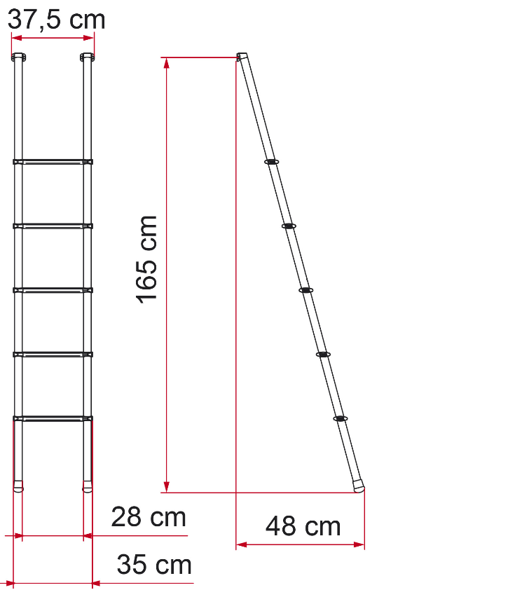 Fiamma Alu-Leiter Hochbetten DeLuxe 5B 052/111 Skizze