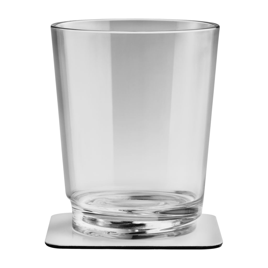 silwy® Magnet-Glas 250 ml, transparent mit Untersetzer, 2er-Set  ~ 550/652