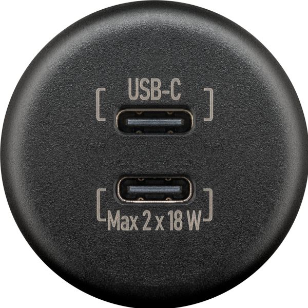 Wentronic Dualer Einbaucharger USB-C, schwarz ~ 324/113