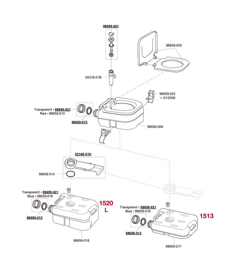 Fiamma® Schiebeventil komplett für Toilette Bi-Pot  ~ 301/123