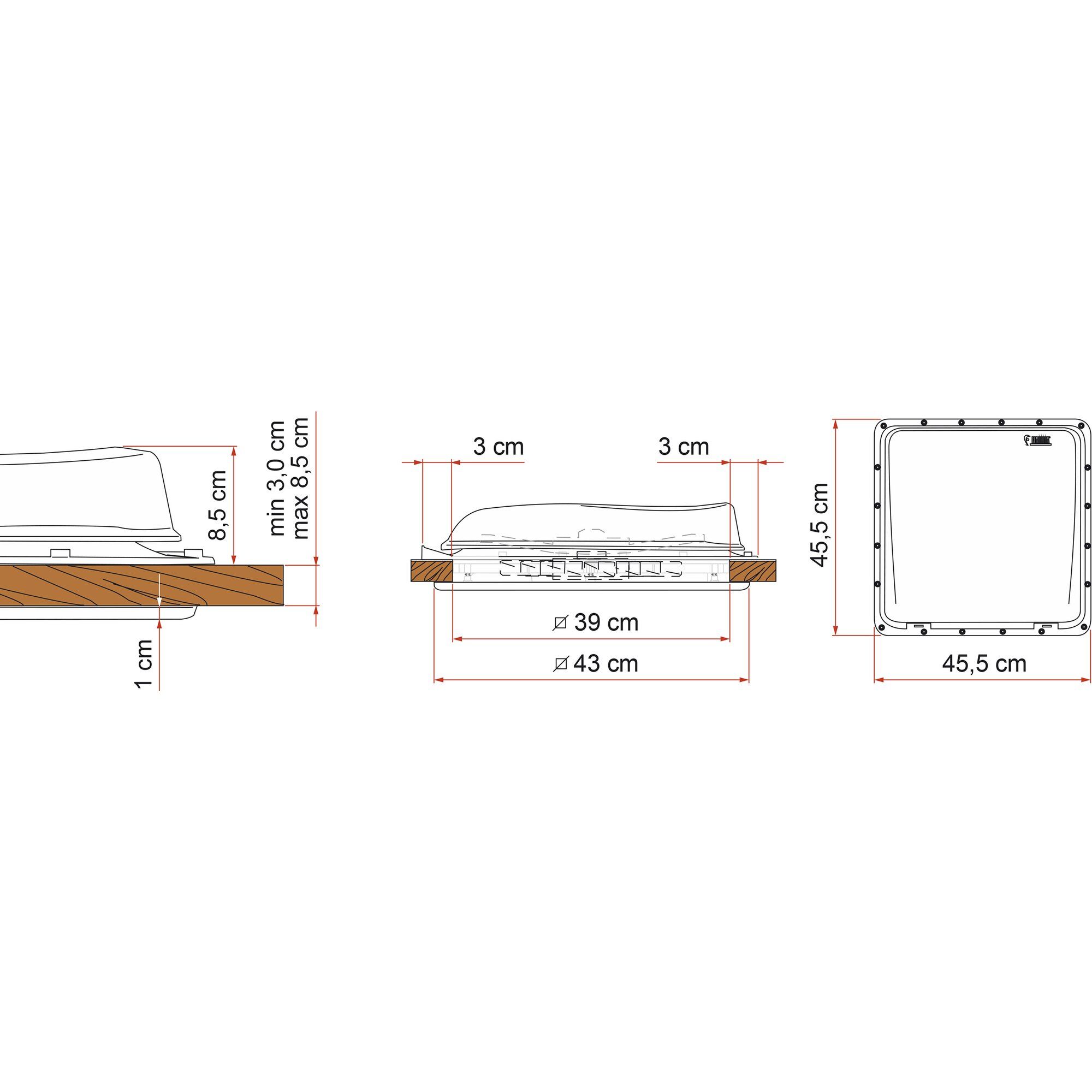 Fiamma® Dachhaube Turbo Vent Premium 400 x 400 mm, weiß ~ 206/429