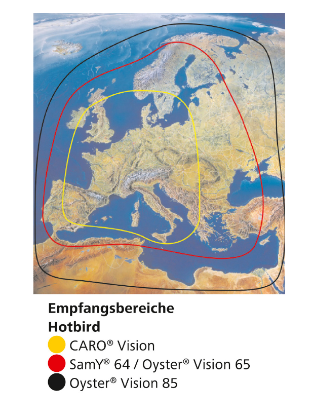 Sat-Anlage Oyster Vision 85 Twin Empfangsbereiche Hotbird