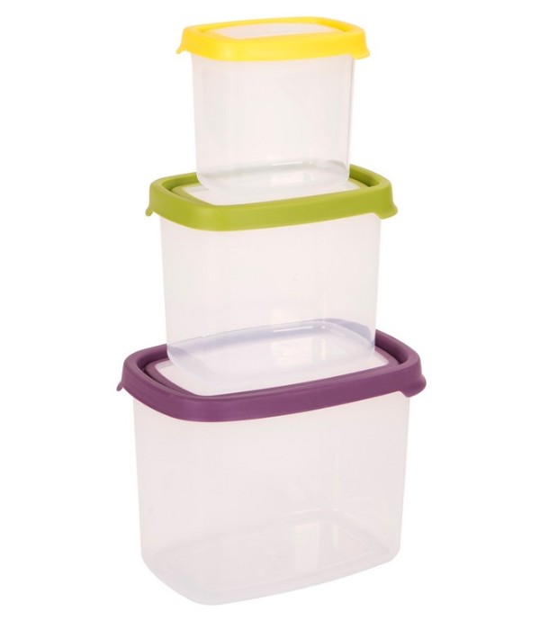 Wham® 40560 SEAL IT Food Box Vorratsbehälter 3er Set mit verschieden farbigen Deckeln