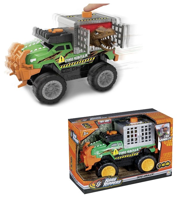 Happy People 36918 ROAD RIPPERS Dino Hauler™ T-Rex Truck Transporter mit Licht und Sound