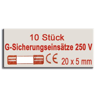 G-Sicherungseinsätze 250 V / 10 A 10er Verpackung