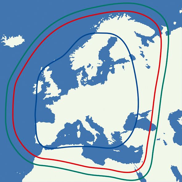 AutoSat 2F Control – Empfangsbereiche Hotbird (blau)