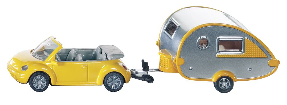 Siku VW-Beetle Cabrio mit Tab- Wohnwagen  ~ 67 122