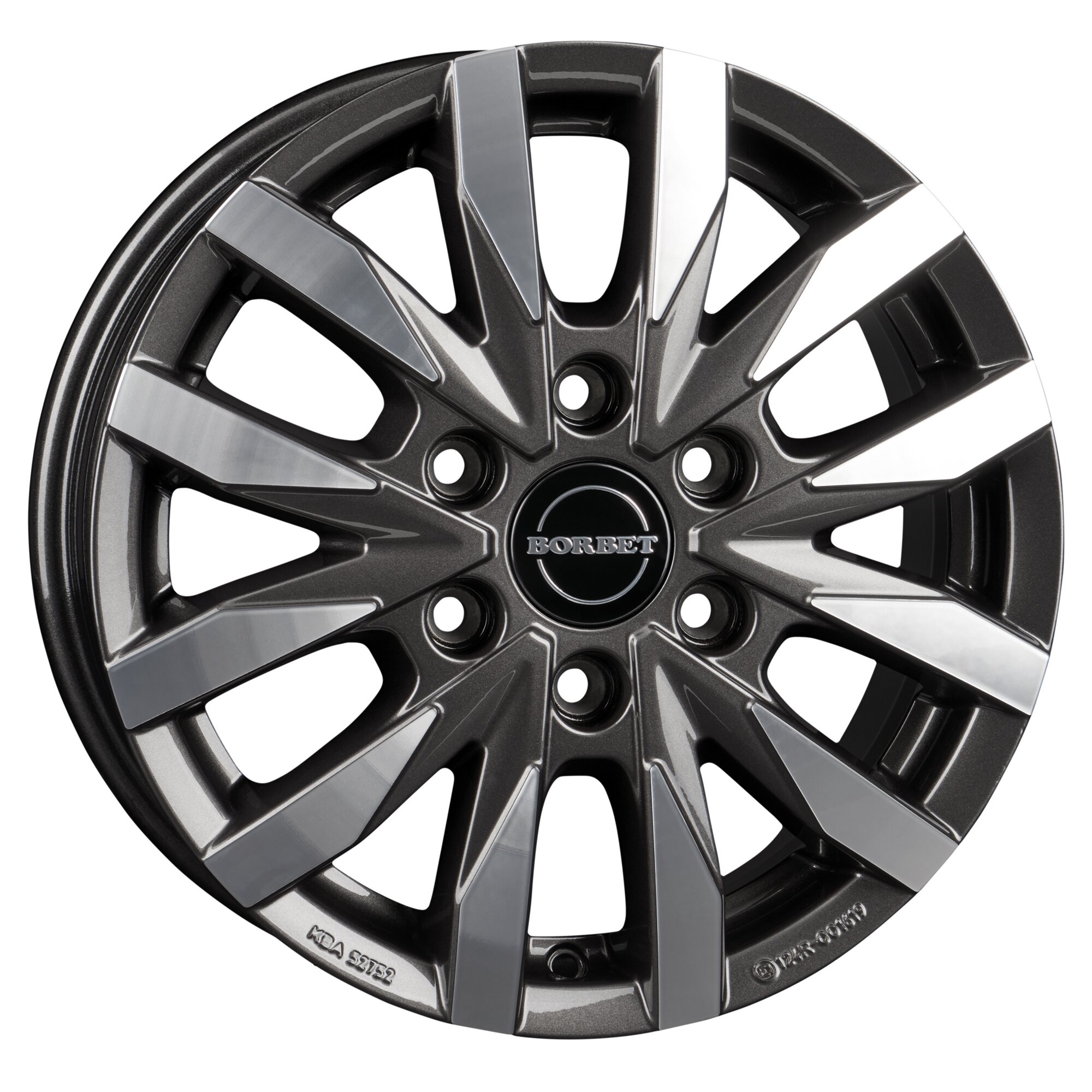 Borbet Aluminiumfelge CW6, mistral anthracite glossy polished, 16" für MB Sprinter ab 2006/04 mit Front-/Heck Antrieb ~ 88 354