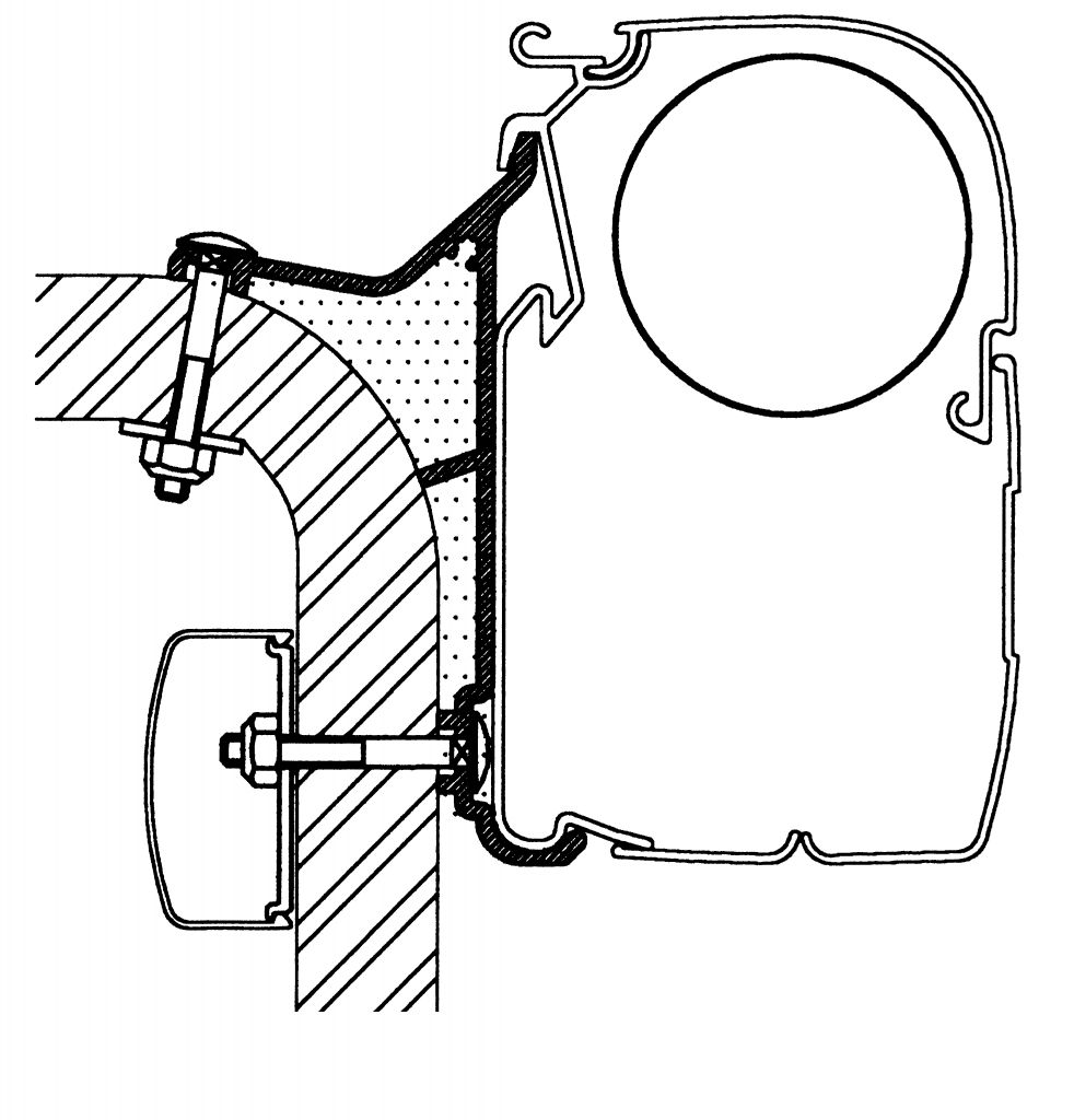 Thule® Adapter für Hymer B2-Klasse zu Omnistor Serie 5 und 8, Länge 4,5 m  ~ 89 888