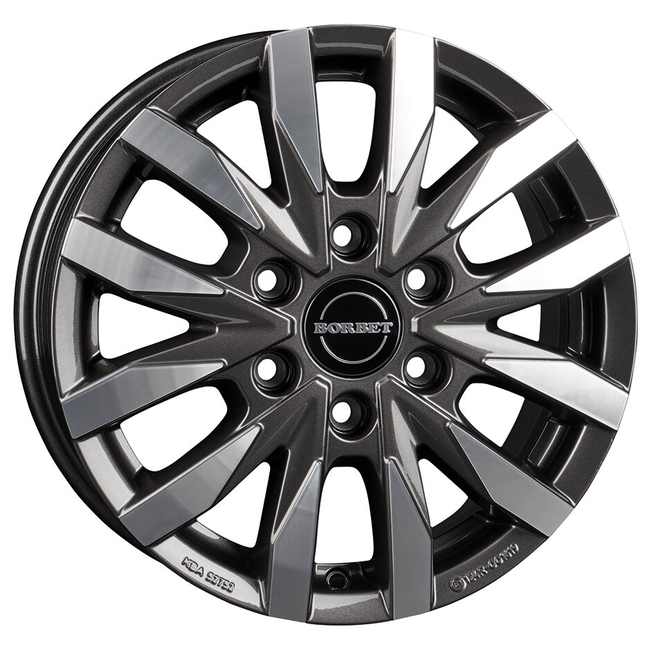 Borbet Aluminiumfelge CW6, mistral anthracite polished glossy, 16" für MB Sprinter ab 2006/04 mit Allrad ~ 88 358