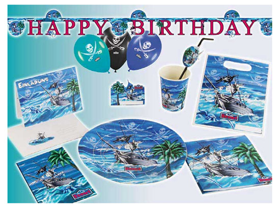 Pirate, Birthday, Tischset, Papierservietten, Tellerset, 