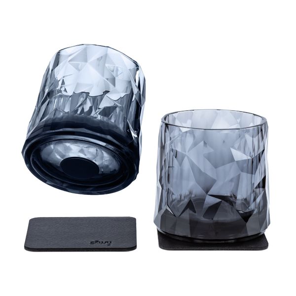 silwy® Magnet-Kunststoffgläser Whisky, rauchgrau, 2er-Set ~ 550/767
