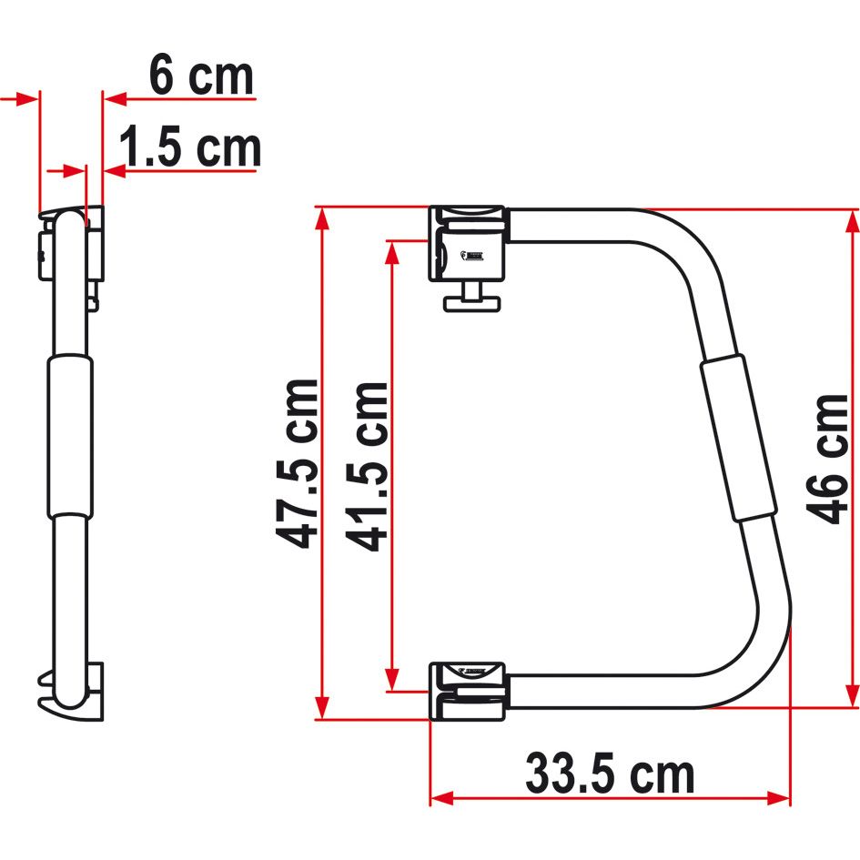 Fiamma® Einstiegshilfe-Bügel Security 46 cm , Skizze