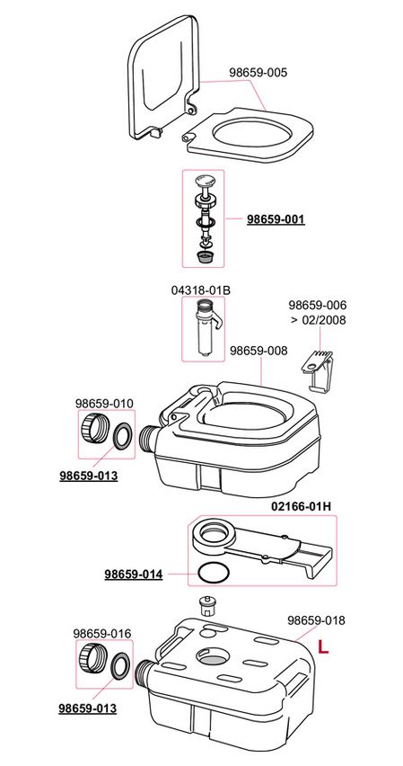 Fiamma® Schiebeventil komplett für Toilette Bi-Pot  ~ 301/123