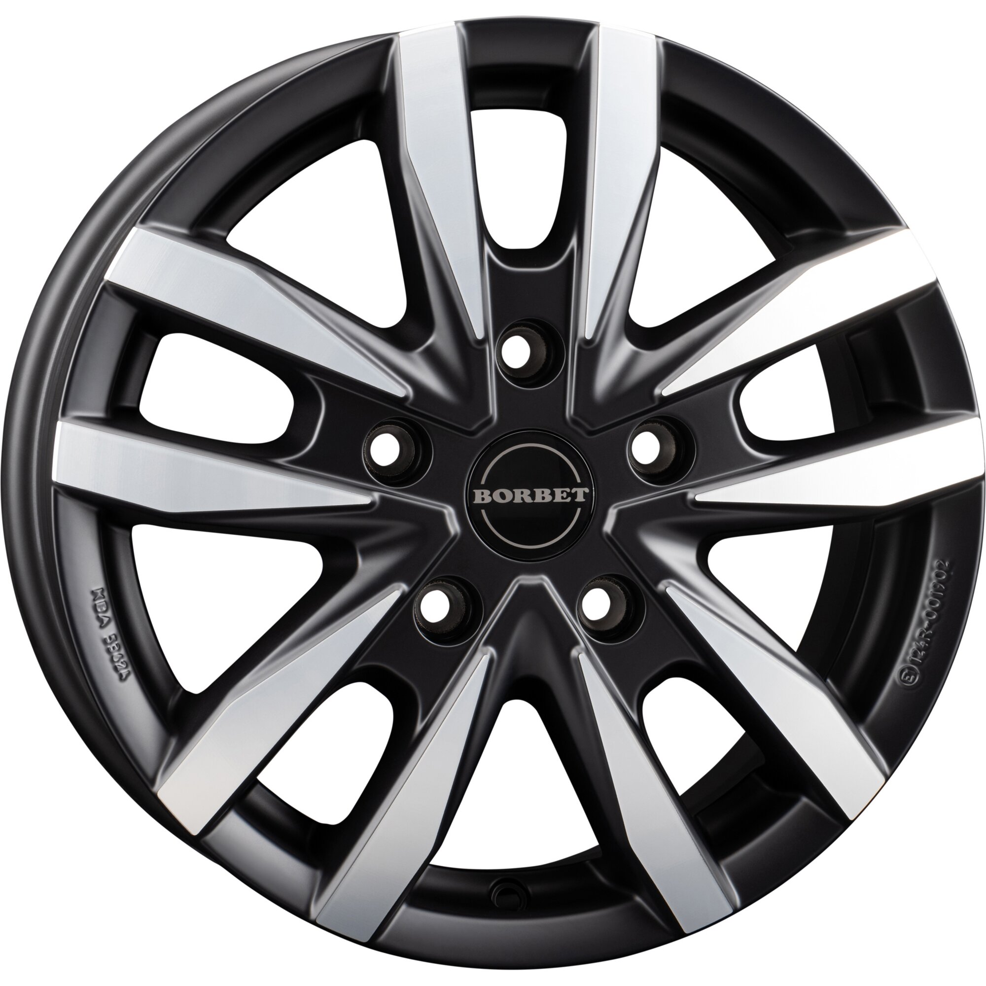 Borbet Aluminiumfelge Borbet CW5, black polished matt, 16" für VW Crafter ab Bj. 2017 / MAN TGE ~ 88 329