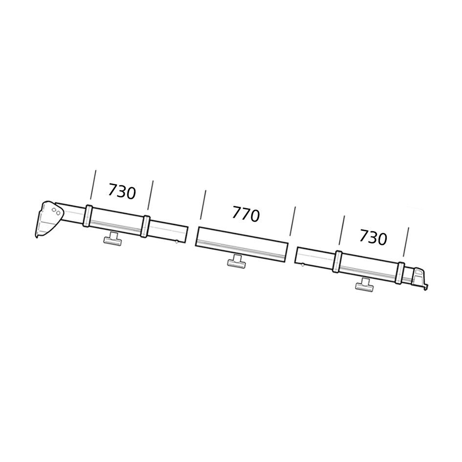 Thule® Klemmprofil links, Auszug 2,5 m, für Thule Residence / Panorama Serie 5 ~ B-602157