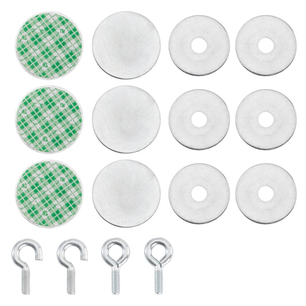 Magenetklebeflächen, Unterlegscheiben, Haken und Ösen