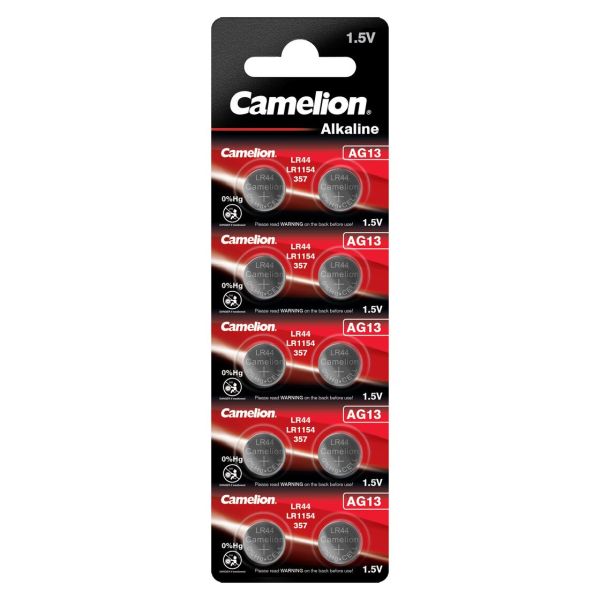 Camelion® Knopfzelle LR44 AG 13, 10 Stück ~ 322/768