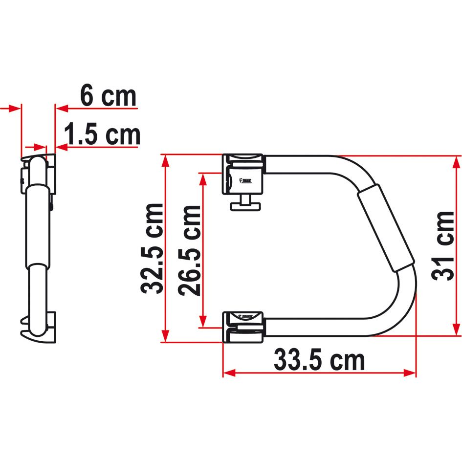 Fiamma® Einstiegshilfe-Bügel Security 31 cm, Skizze