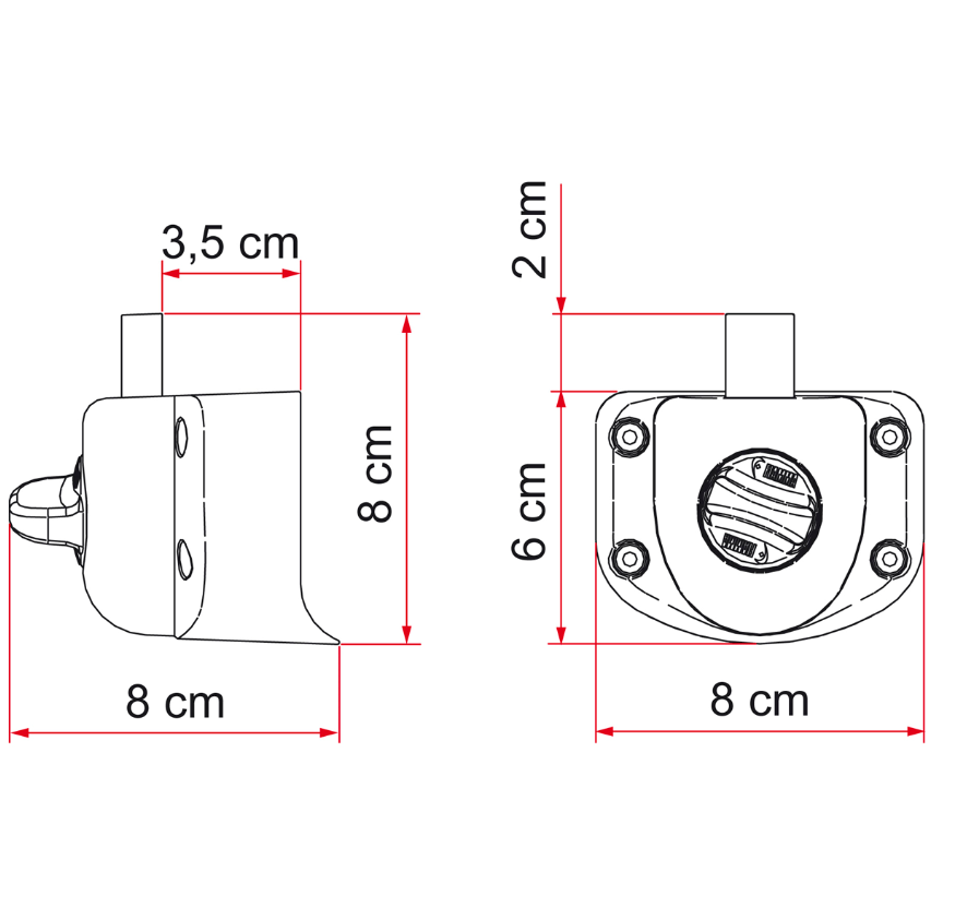 Fiamma Safe Door Guardian Transit ab 06/09 Innentürverriegelung 214/167 Skizze