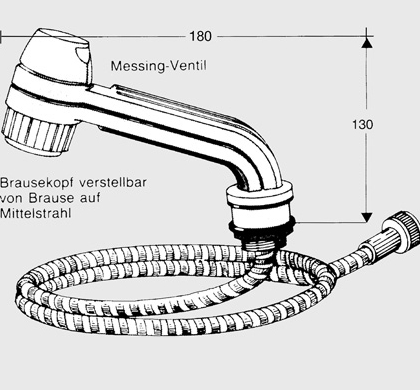 Carlettamat Handdusche mit integriertem Messingventil Maße