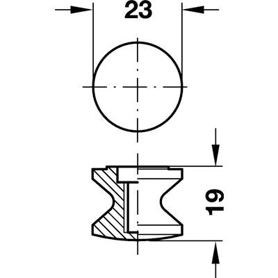 Häfele Druckknopf mit Rosette dunkelgrau, lose  ~ 250/504-1