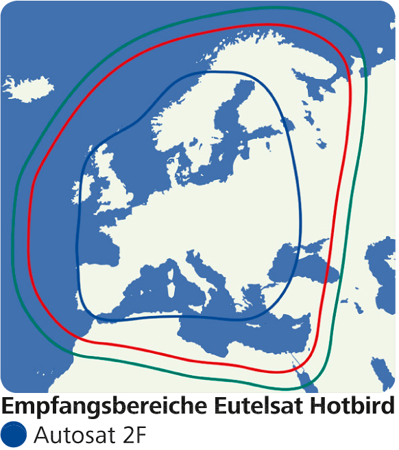 AutoSat 2F Control – Empfangsbereiche Hotbird (blau)