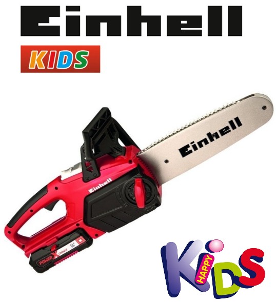 Kettensäge, Kindermuster, rote Farbe, Batterieantrieb, Sägekette, 