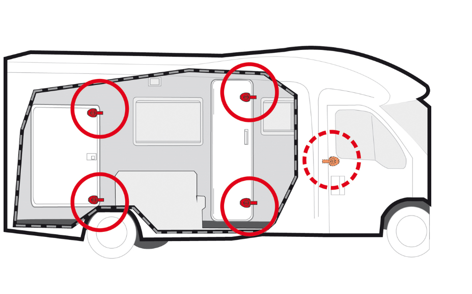 Fiamma Safe Door Guardian Innentürverriegelung 214/093 Skizze