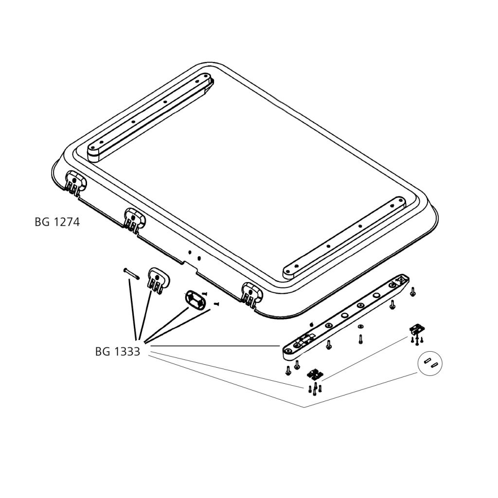Dometic Glas kpl. mit Anbauteilen für Heki 4 ~ 209/620