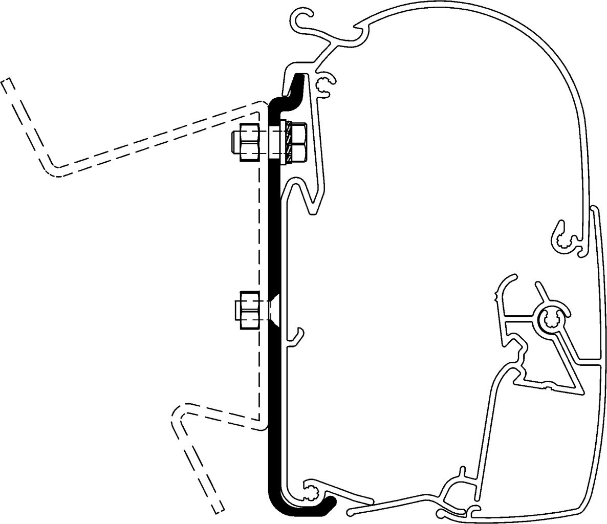 Thule® Adapter für VW Westfalia zu Omnistor Serie 2, 5, 8  ~ 89 872