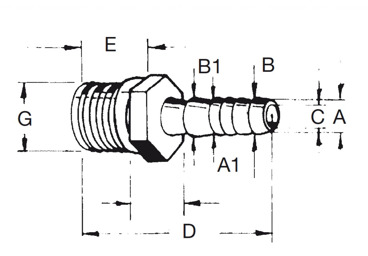 Carysan® Einschraubtülle gerade 1/2" 10/12 mm, Skizze