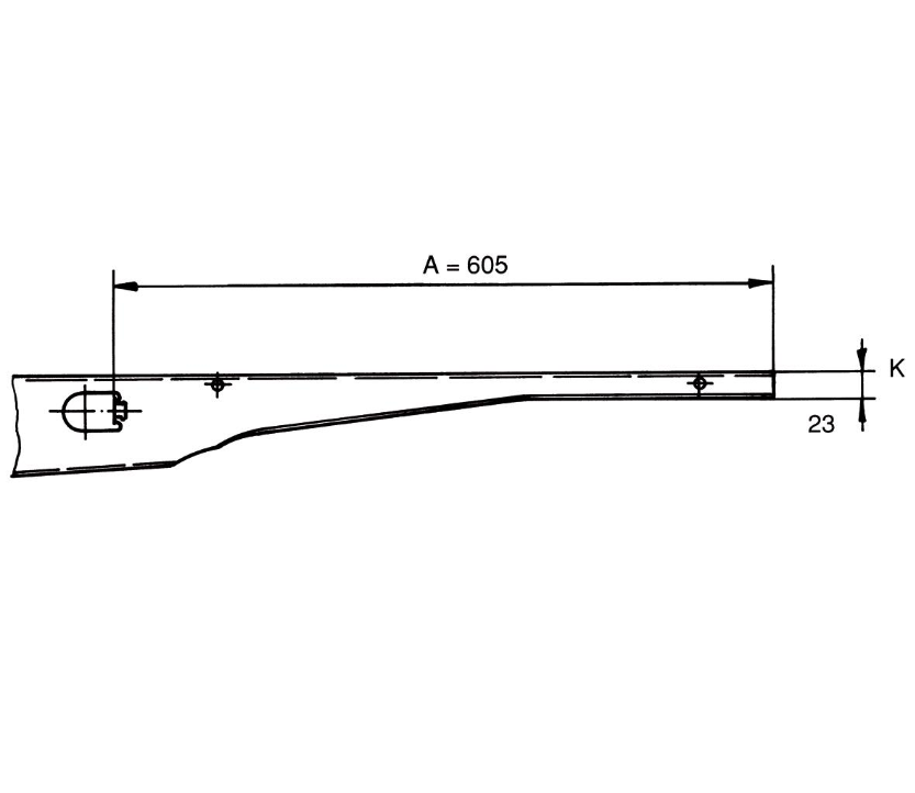 AL-KO-Steckstütze Stabilform kurze Ausführung 120/004 Skizze Seitenansicht