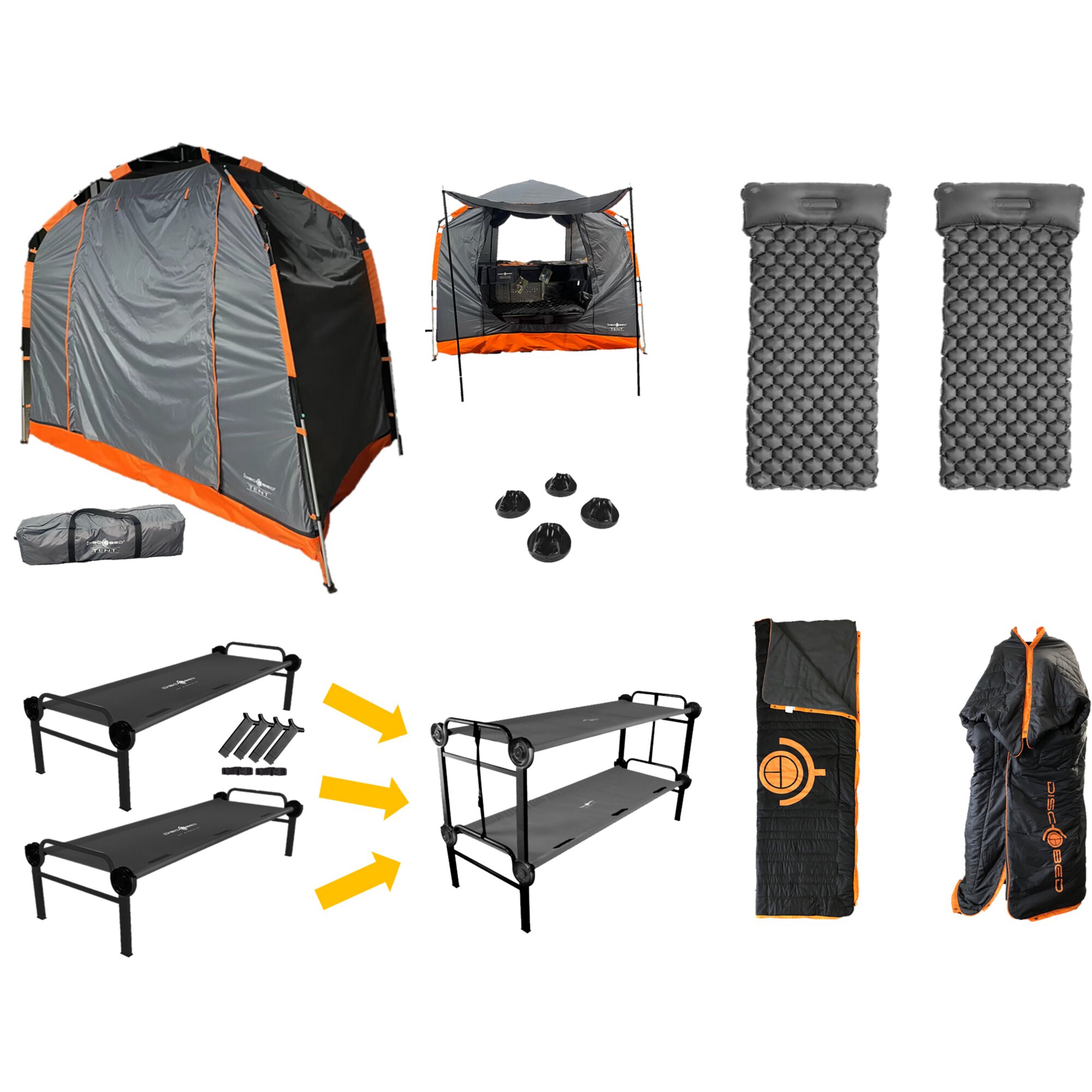 Disc-O-Bed Feldbett Bundle Komfort Single L für 2 Personen ~ 601/625
